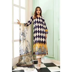 NWT Lulusar Women's Cream Blue Biakin Long Shirt Dress coverup Size Large